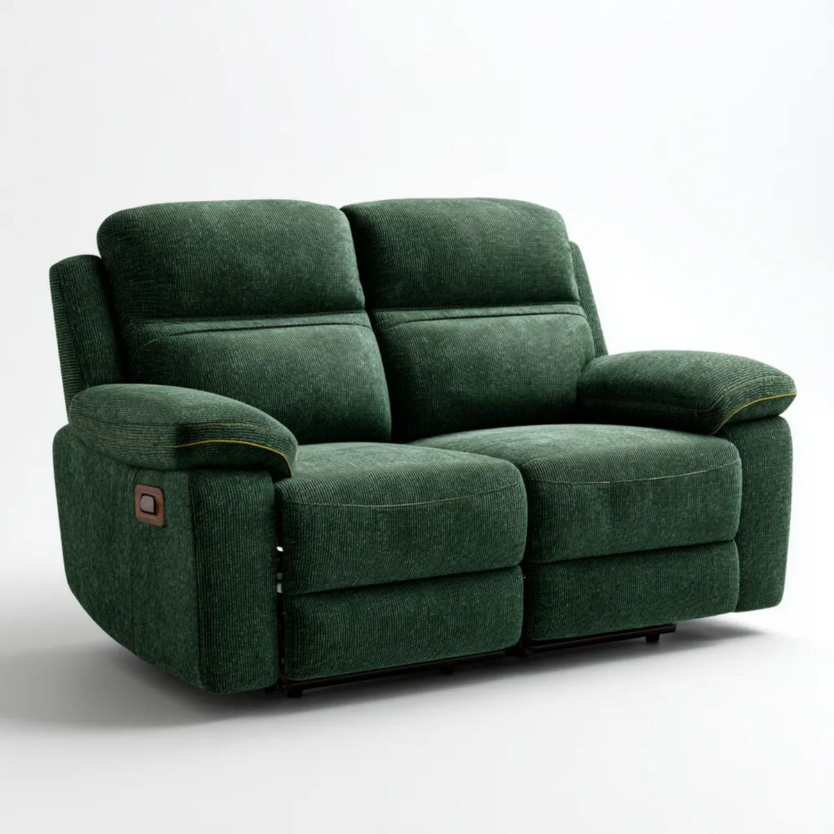 Dwuosobowa sofa z funkcją relaks z poliestru sztruksowego, ciemnozielona, 160 × 95 × 102 cm