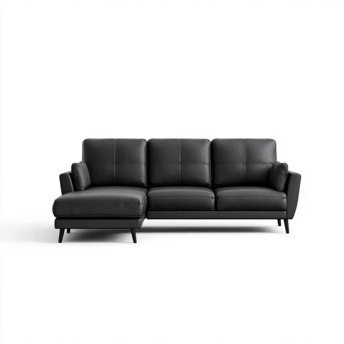 Czarna sofa narożna w kształcie L z lewym szezlongiem, skóra syntetyczna PU, 250 x 160 x 85 cm