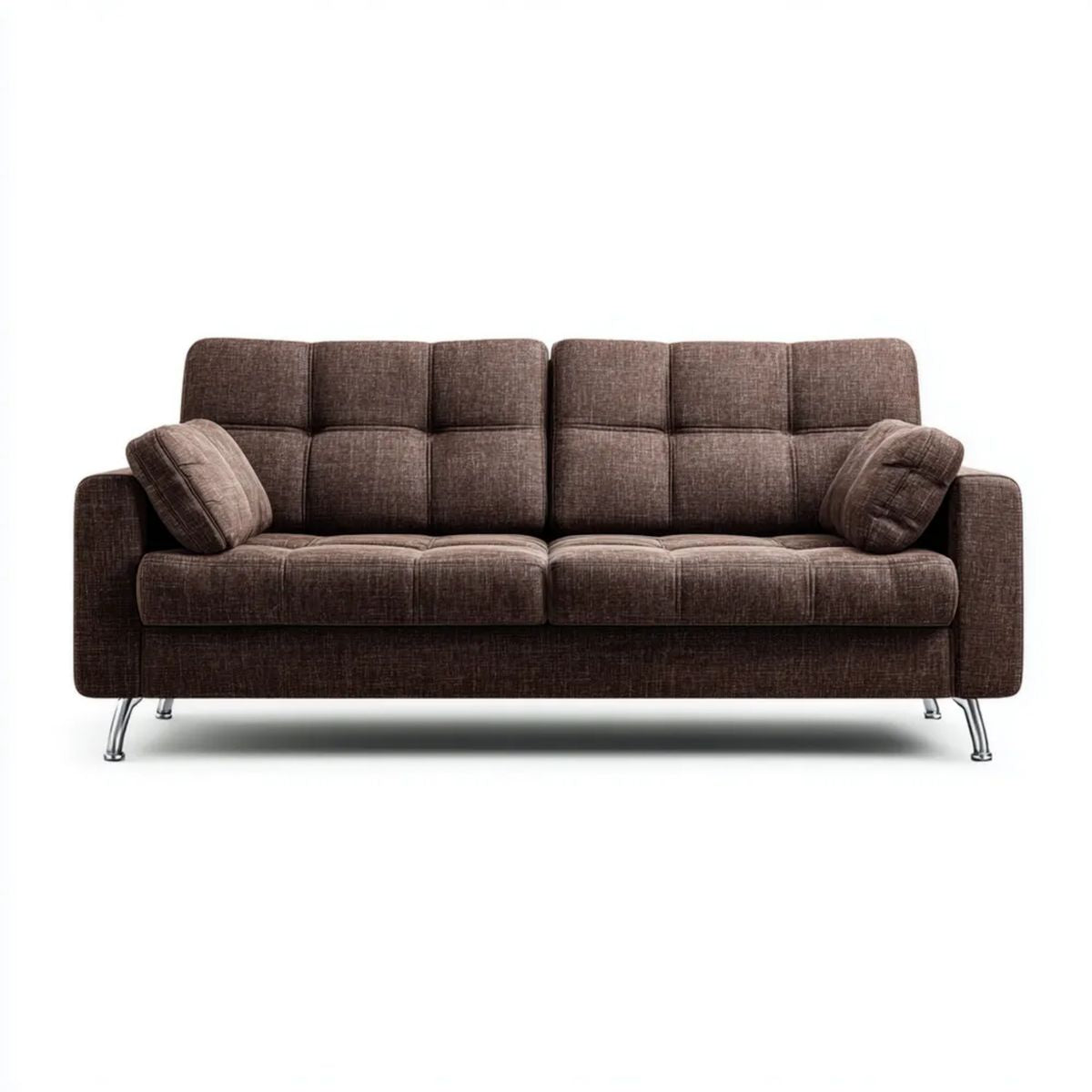 Sofa trzyosobowa brązowa z tapicerką poliestrową 210 x 85 x 90 cm