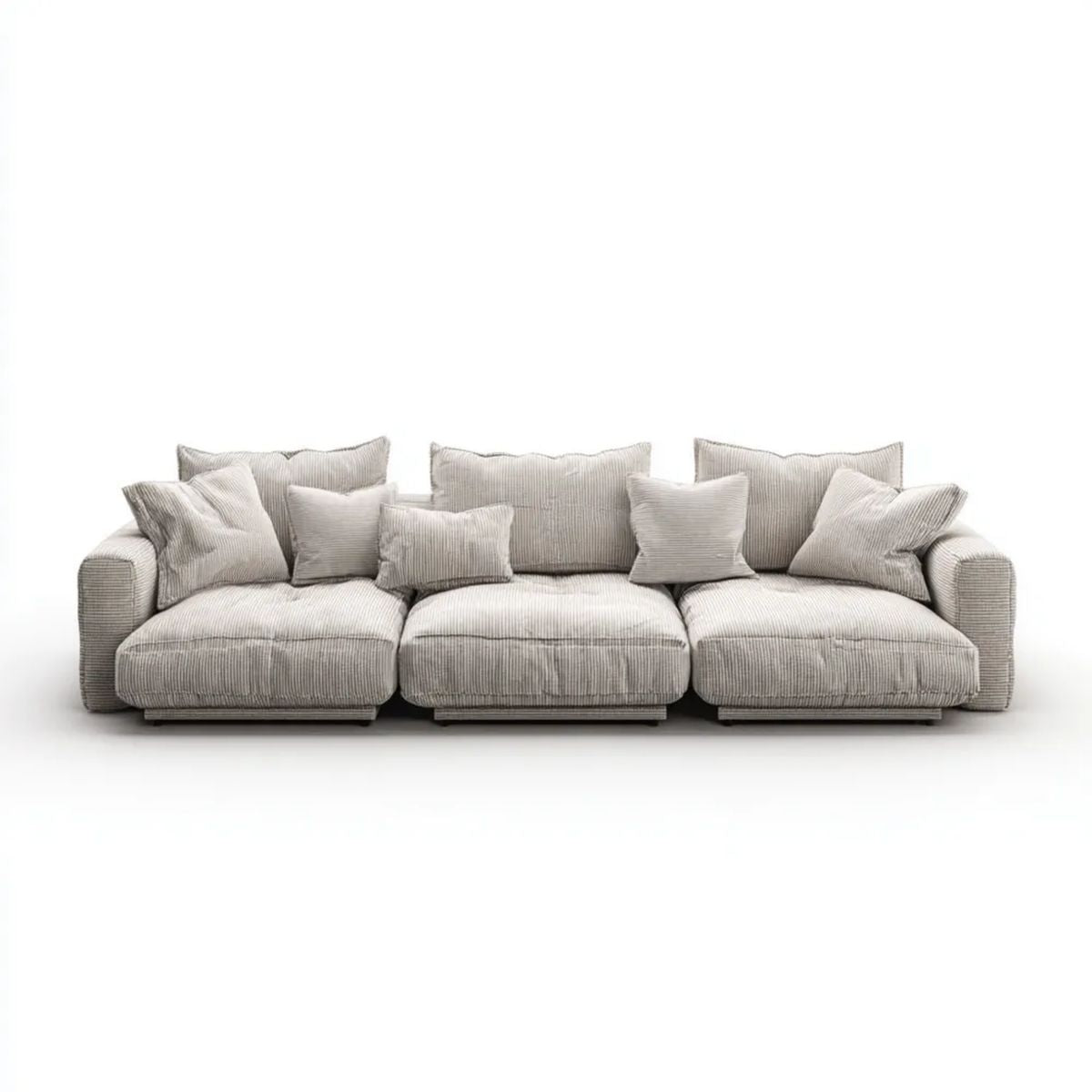 Sofa 3-osobowa z poliestru sztruksowego, jasnobeżowa, 300 × 110 × 82 cm