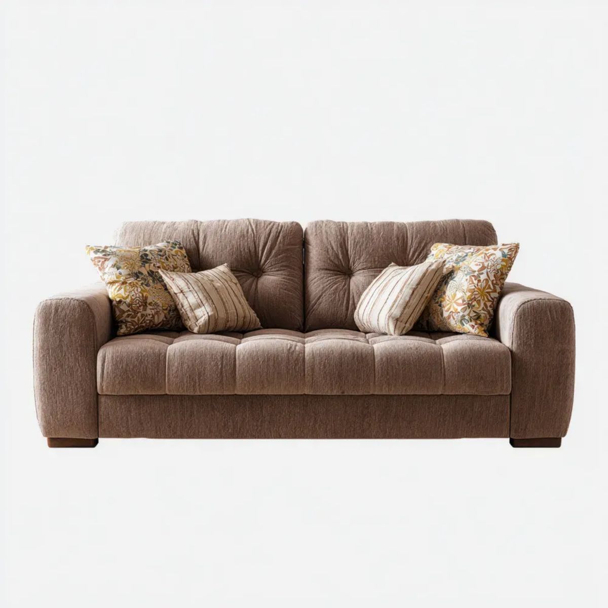 Trzyosobowa sofa brązowa z tapicerką tekstylną 220 x 95 x 90 cm