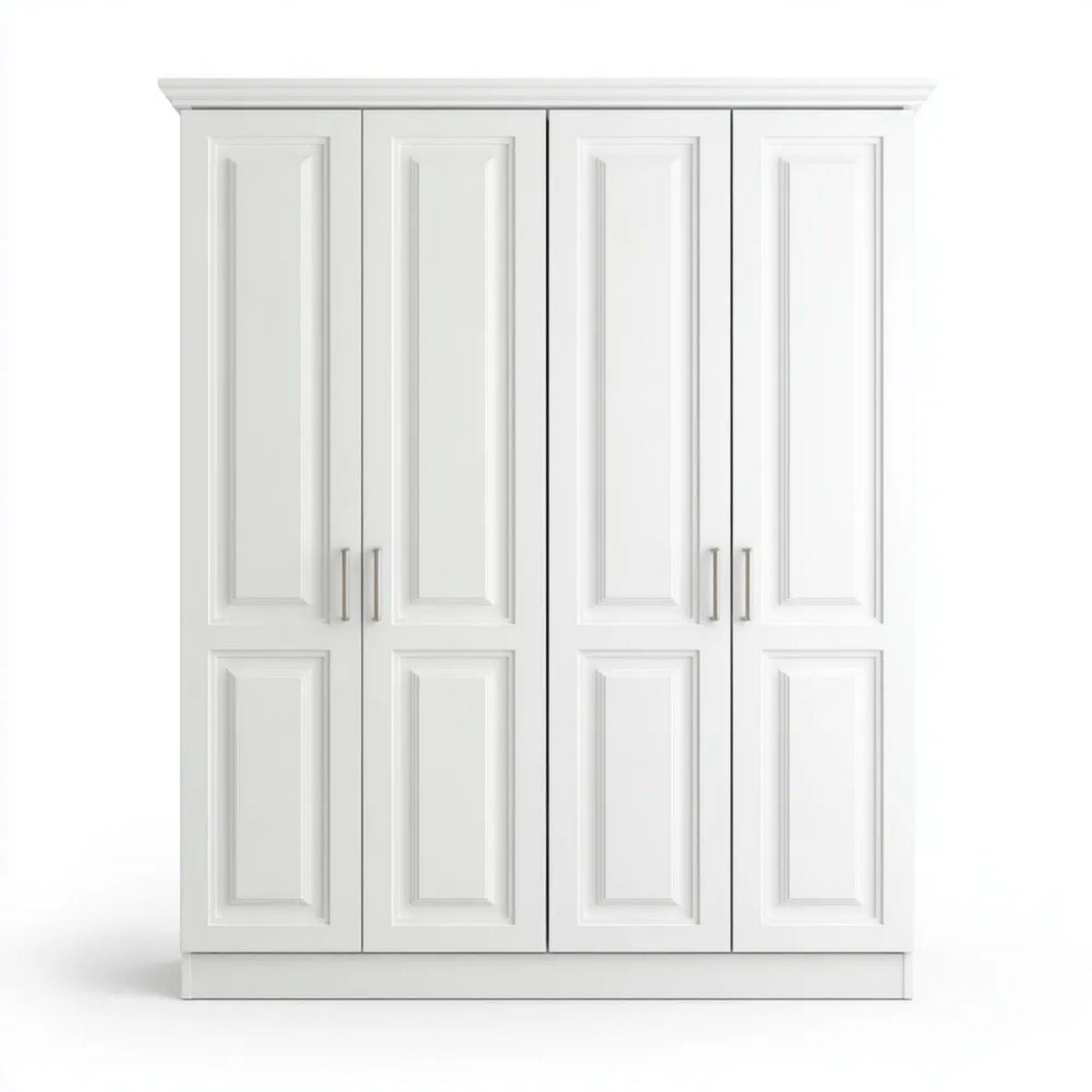 Biała szafa ubraniowa 4-drzwiowa z płyty MDF 200 × 60 × 220 cm