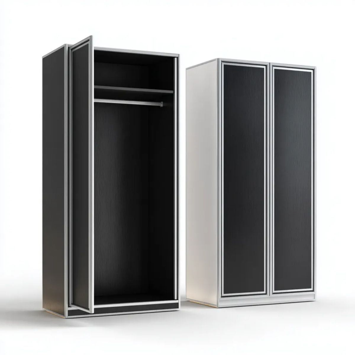Szafa dwudrzwiowa z płyty MDF czarno-szara 100 × 60 × 200 cm