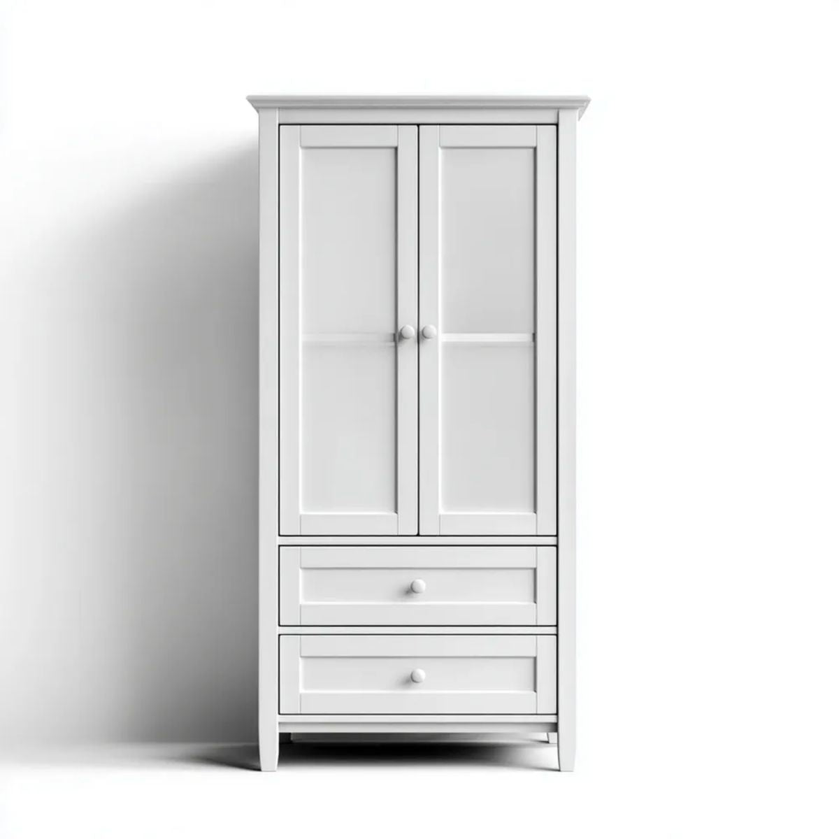 Biała dwudrzwiowa szafa ubraniowa z płyty MDF 80 x 52 x 190 cm z 2 szufladami