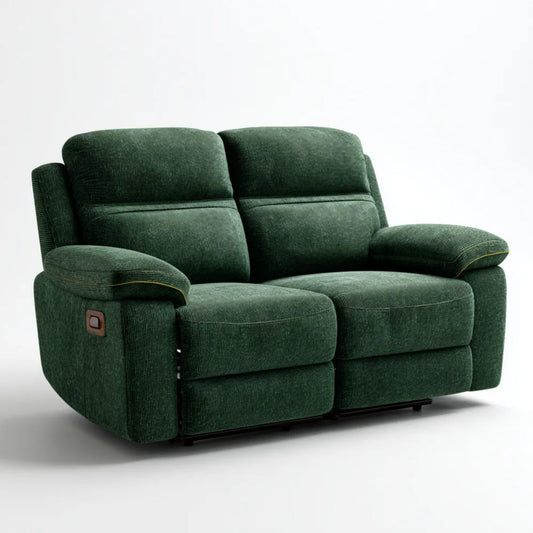 Dwuosobowa sofa z funkcją relaks z poliestru sztruksowego, ciemnozielona, 160 × 95 × 102 cm