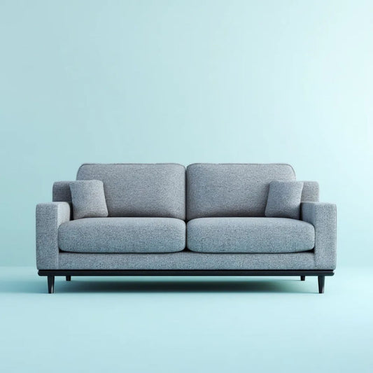 Sofa trzyosobowa szara z tapicerką poliestrową i czarnymi metalowymi nogami, 220 x 92 x 84 cm