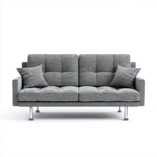 Trzyosobowa sofa z poliestru, szara, 200 x 90 x 85 cm