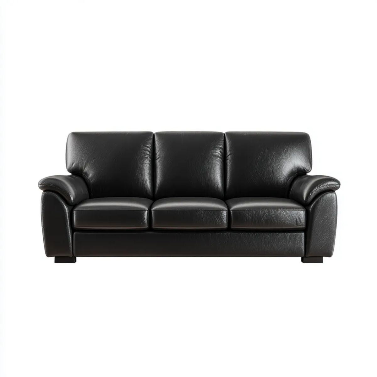 Czarna sofa trzyosobowa z tapicerką z PU 205 x 90 x 90 cm