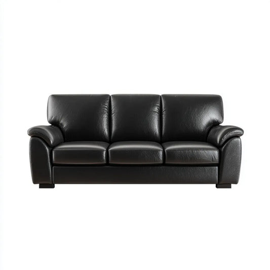 Czarna sofa trzyosobowa z tapicerką z PU 205 x 90 x 90 cm