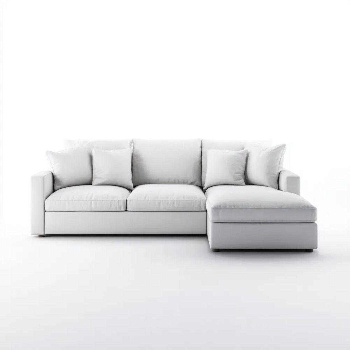 Sofa narożna z prawostronnym szezlongiem z poliestru, jasnoszara, 260 x 160 x 85 cm