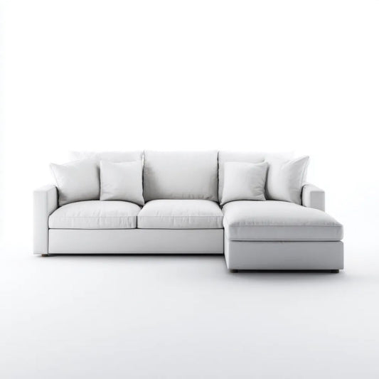 Sofa narożna z prawostronnym szezlongiem z poliestru, jasnoszara, 260 x 160 x 85 cm