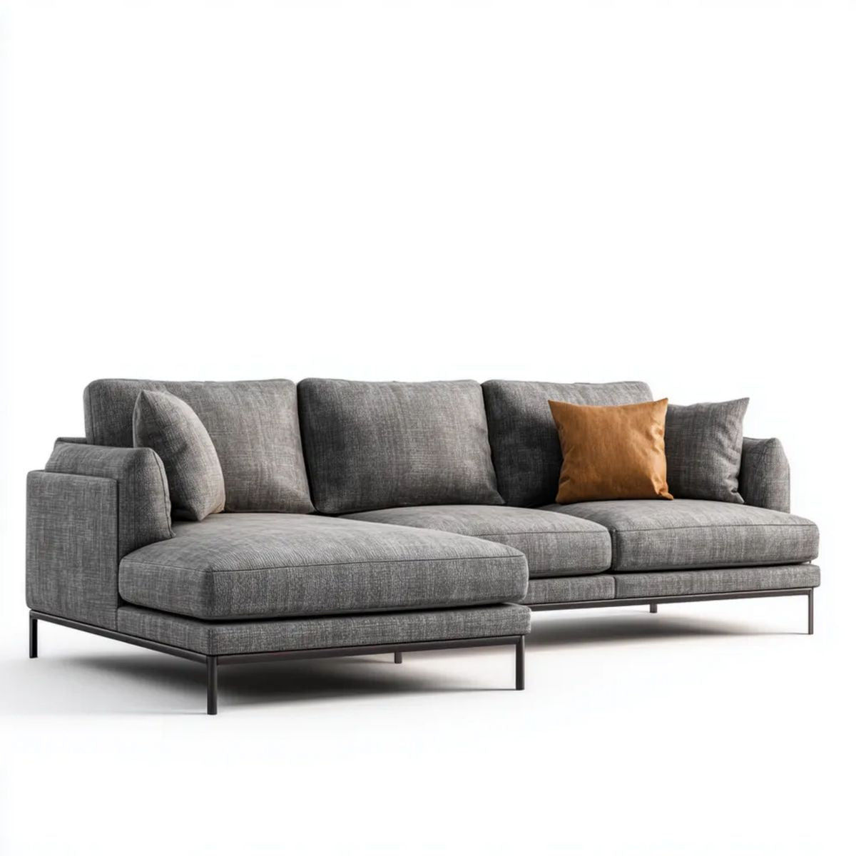 Lewostronna 3-osobowa sofa narożna z szezlongiem, szara, 280 x 170 x 85 cm