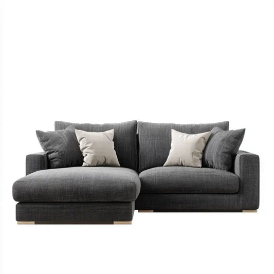 Sofa narożna z lewym szezlongiem, tapicerka poliestrowa, ciemnoszara, 250 × 160 × 85 cm