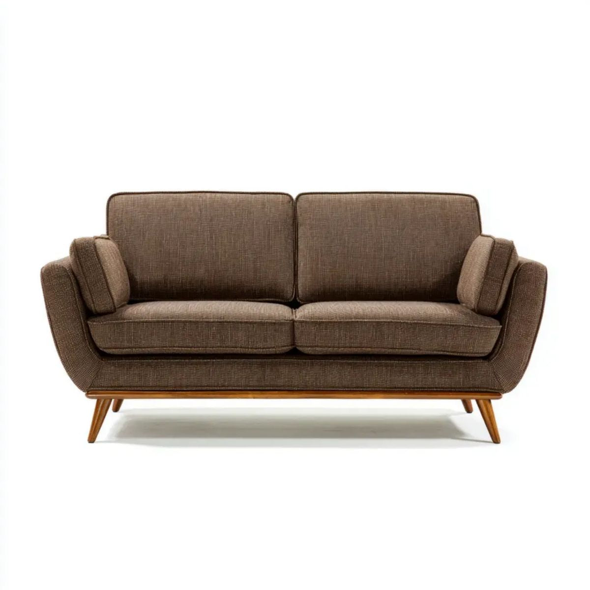 Brązowa sofa dwuosobowa z tapicerką poliestrową, 170 x 85 x 85 cm