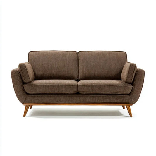 Brązowa sofa dwuosobowa z tapicerką poliestrową, 170 x 85 x 85 cm