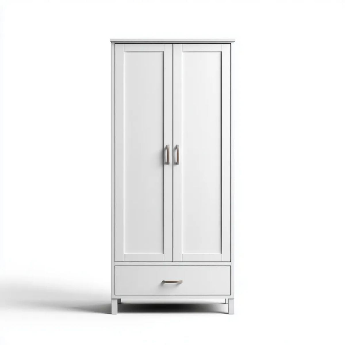 Biała szafa dwudrzwiowa z płyty MDF 80 x 40 x 180 cm z dolną szufladą