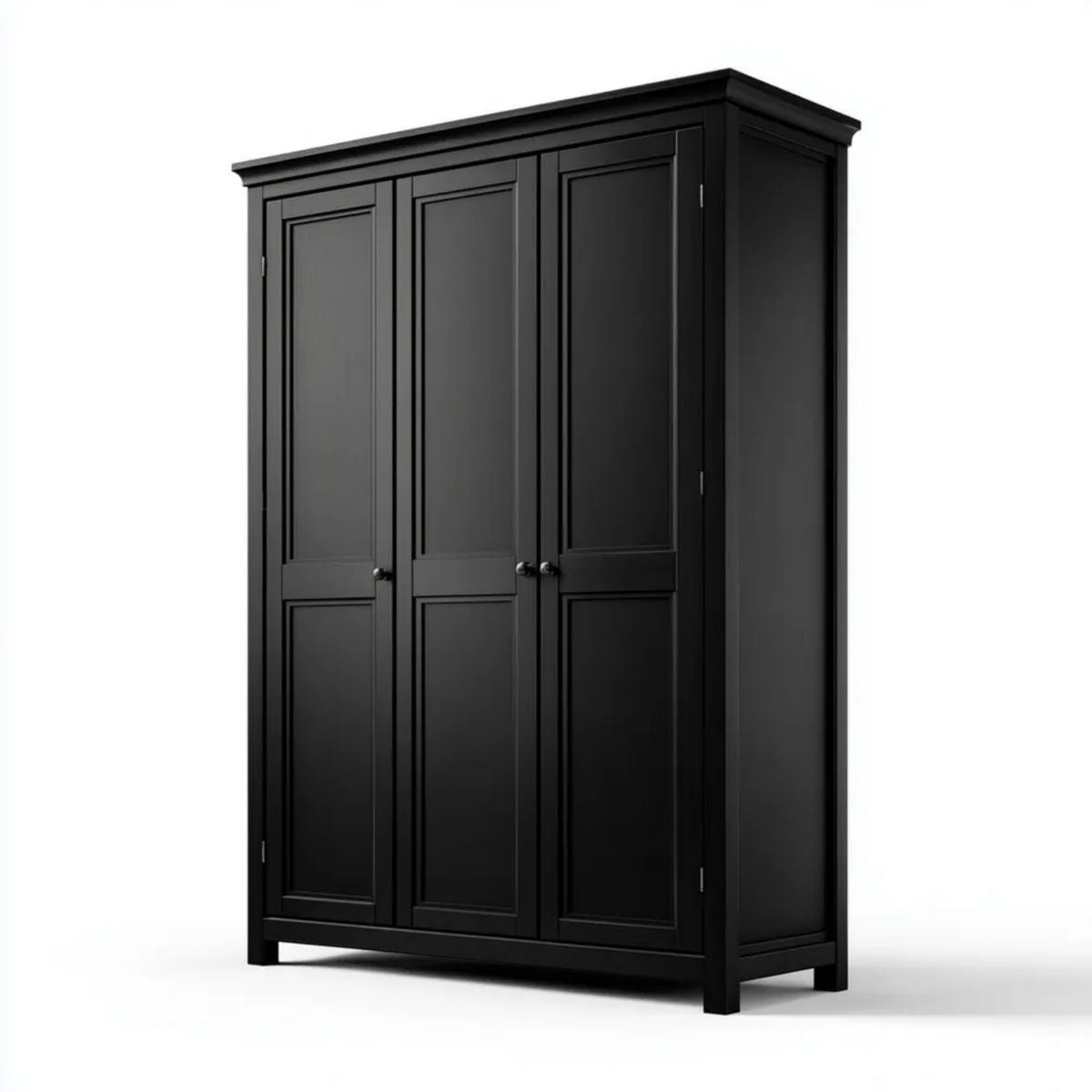 Czarna trzydrzwiowa szafa z lakierowanej płyty MDF 150 x 60 x 200 cm