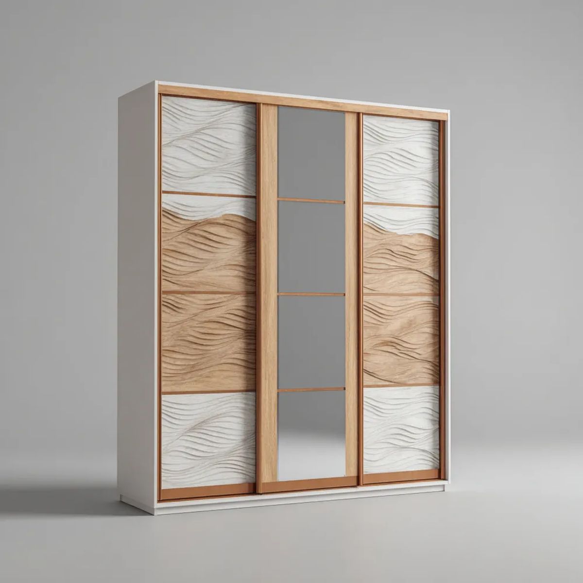 Szafa przesuwna 3-drzwiowa biała i dąb z płytą MDF, 180 × 60 × 220 cm