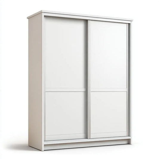 Biała szafa przesuwna z płyty wiórowej laminowanej 180 × 60 × 200 cm