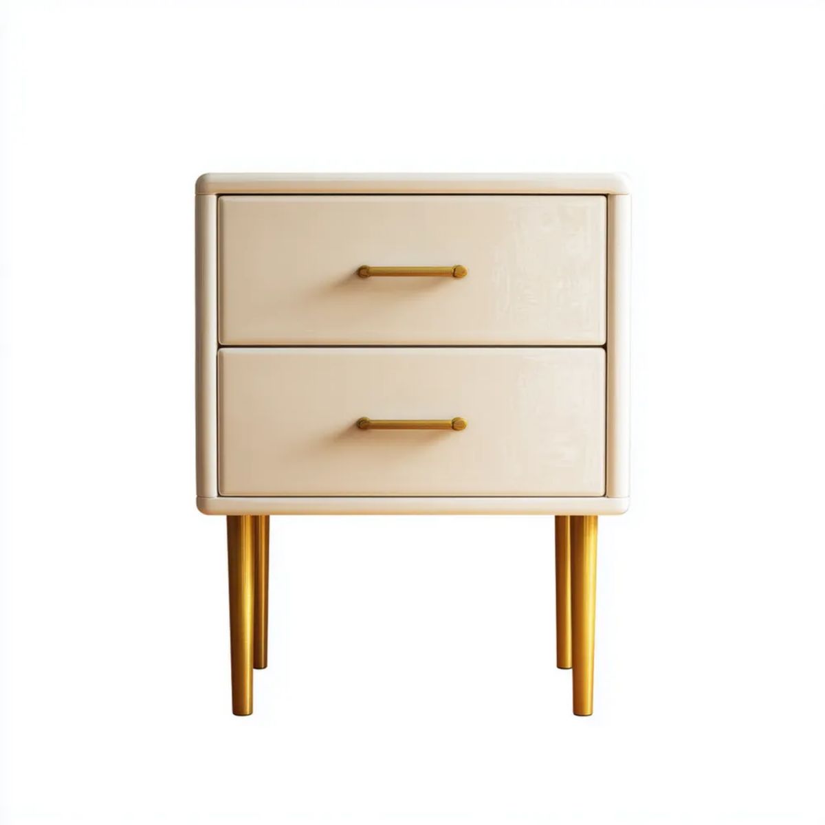 Kremowa szafka nocna z 2 szufladami MDF na stalowych nogach 50 x 40 x 60 cm