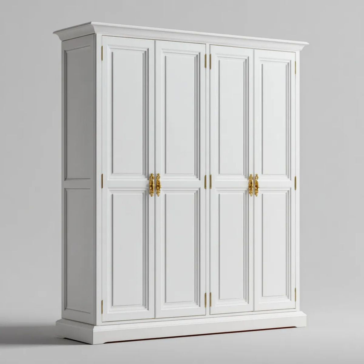 Biała czterodrzwiowa szafa garderobiana z płyty MDF 200 × 60 × 220 cm
