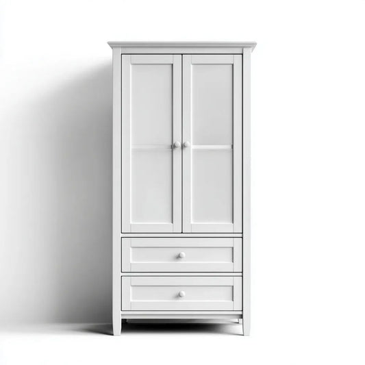 Biała dwudrzwiowa szafa ubraniowa z płyty MDF 80 x 52 x 190 cm z 2 szufladami