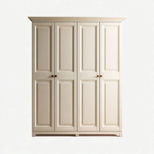 Kremowa szafa czterodrzwiowa z płyty MDF 180 × 60 × 210 cm