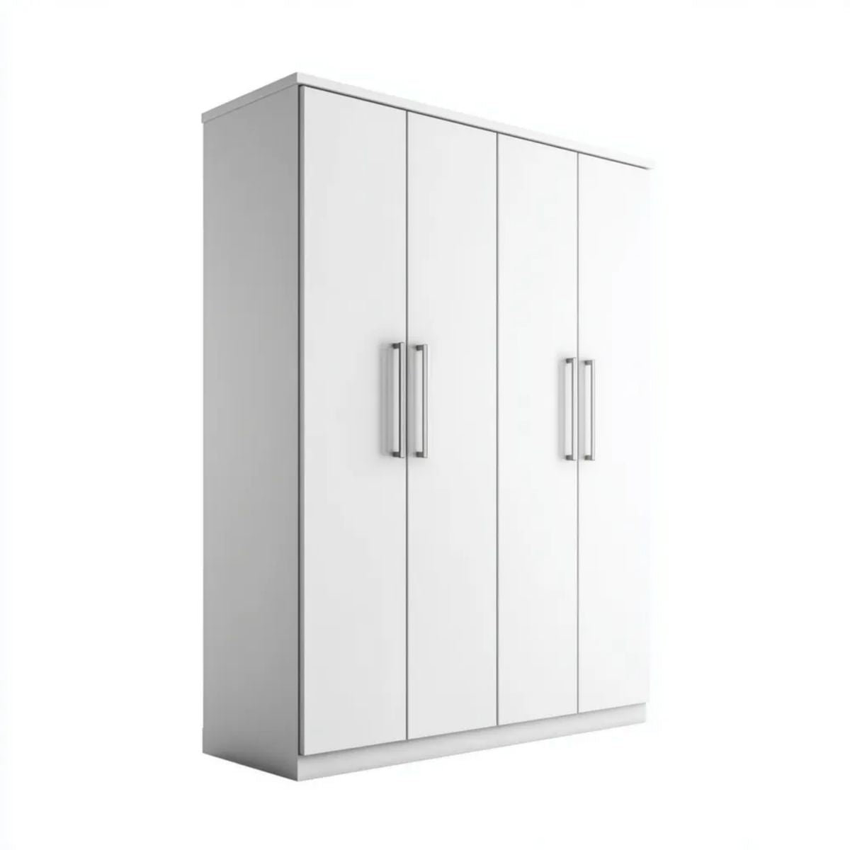 Biała czterodrzwiowa szafa z płyty wiórowej laminowanej 160 × 52 × 200 cm