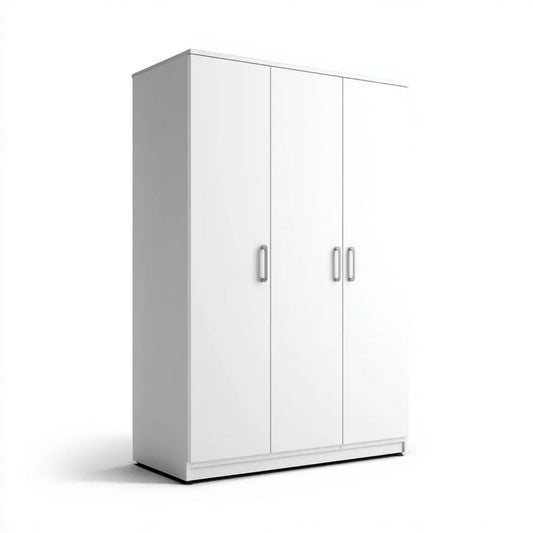 Biała szafa trzydrzwiowa z płyty wiórowej laminowanej 120 × 52 × 180 cm