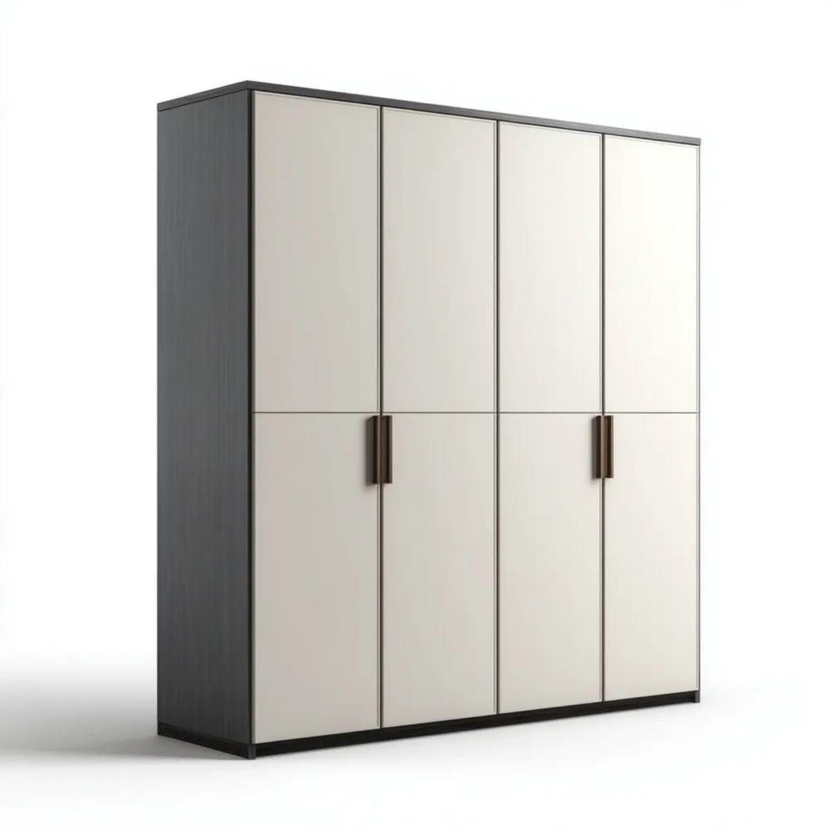 Czterodrzwiowa szafa z płyty wiórowej laminowanej 200 × 60 × 220 cm, kremowo-antracytowa